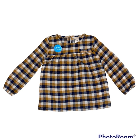 Baby Girl Carter's 2-Piece Plaid Twill Top & Legging Set 2T - Picture 3 of 14
